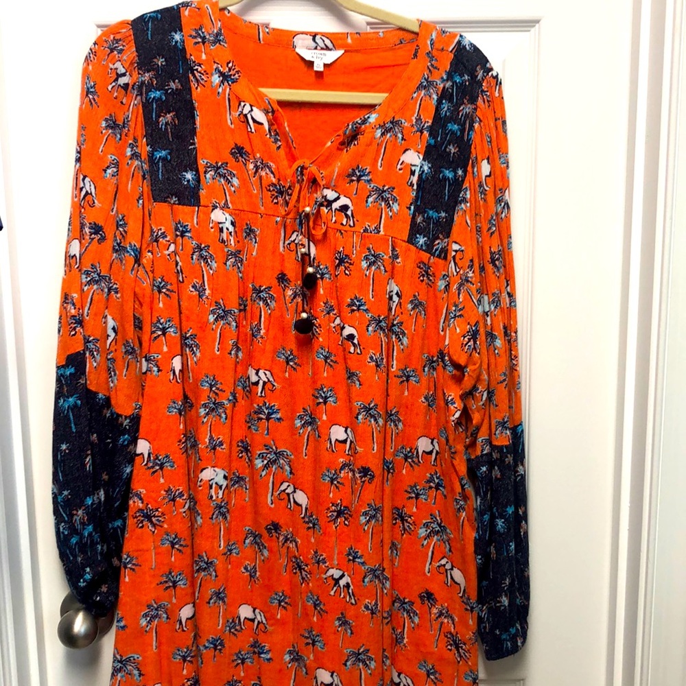 XL Crown & Ivy Elephant Dress! Elephants and palms